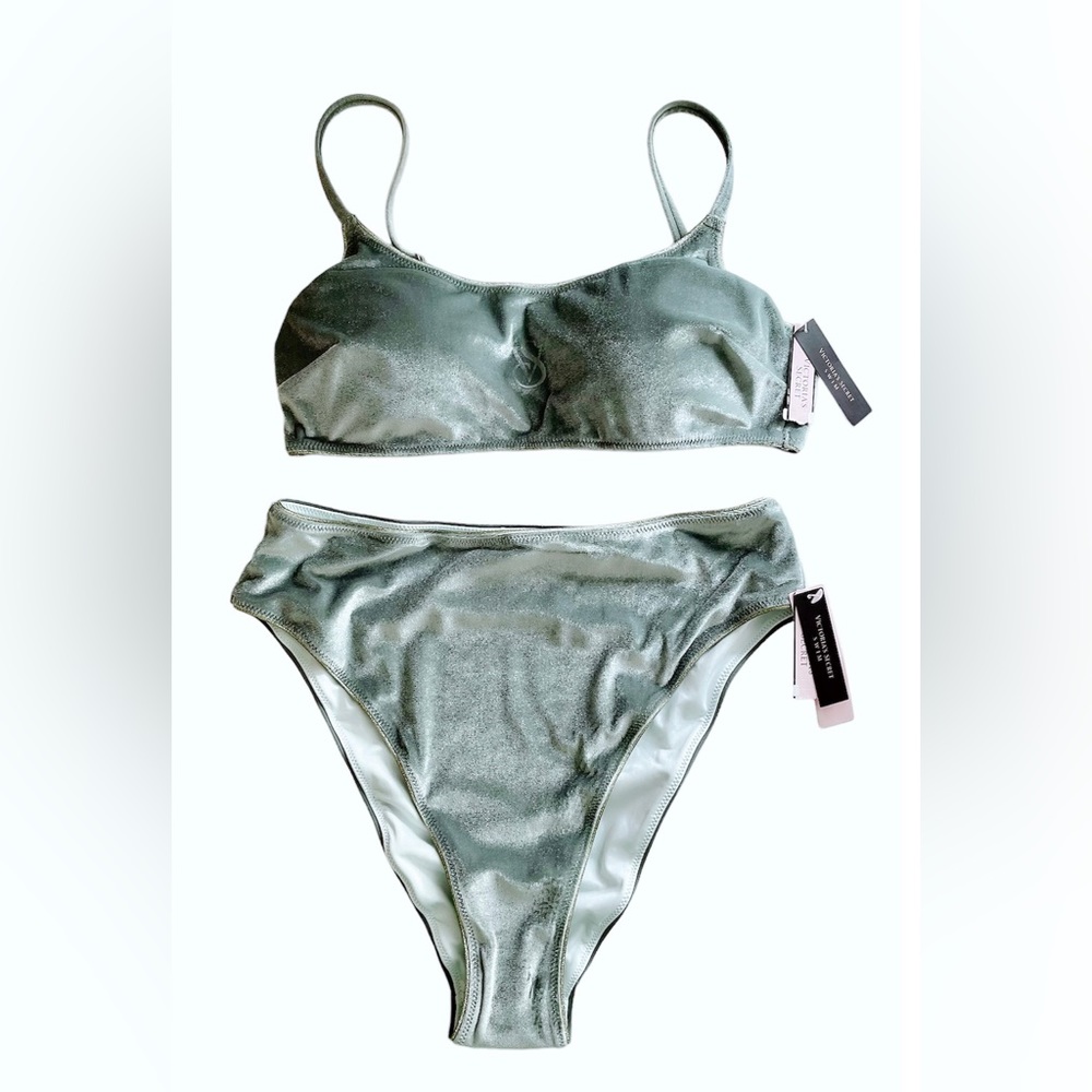Victoria’s Secret Swim Scoop top Velvet & High Waist bottom Set Medium - Picture 9 of 10